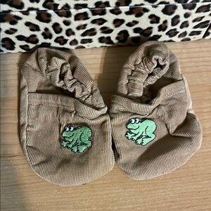 Baby Corduroy Booties with Frog Design
